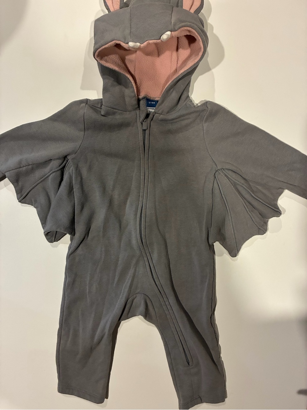 Old Navy Grey and Pink Bat Hooded One-Piece
